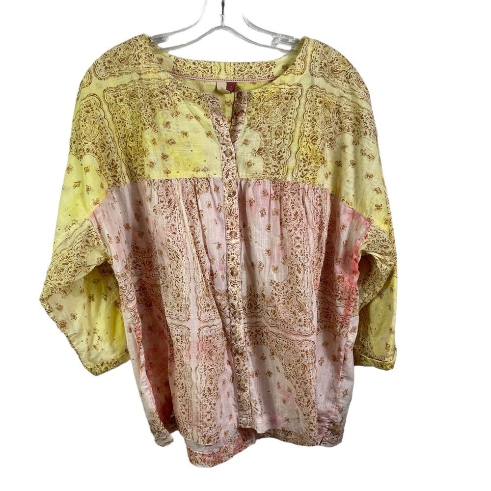Anthropologie Pilcro The Tavi Batik Button Shirt Blouse - Picture 2 of 6